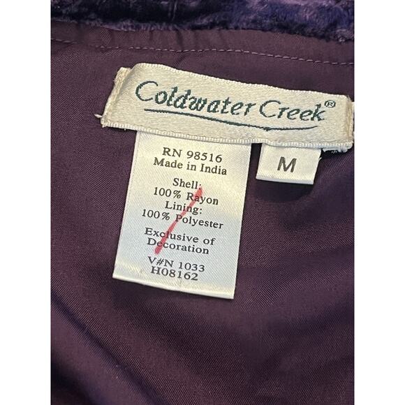 Coldwater Creek Purple Cardigan Jacket SZ M Velvet Button Uo Cropped Embellished - Picture 3 of 10